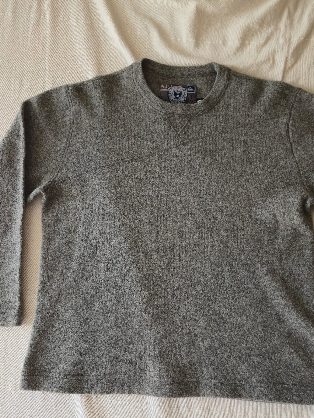 Vintage 90s Y2k Quiksilver x Necessities Gray Lambswool Sweater Size Small
